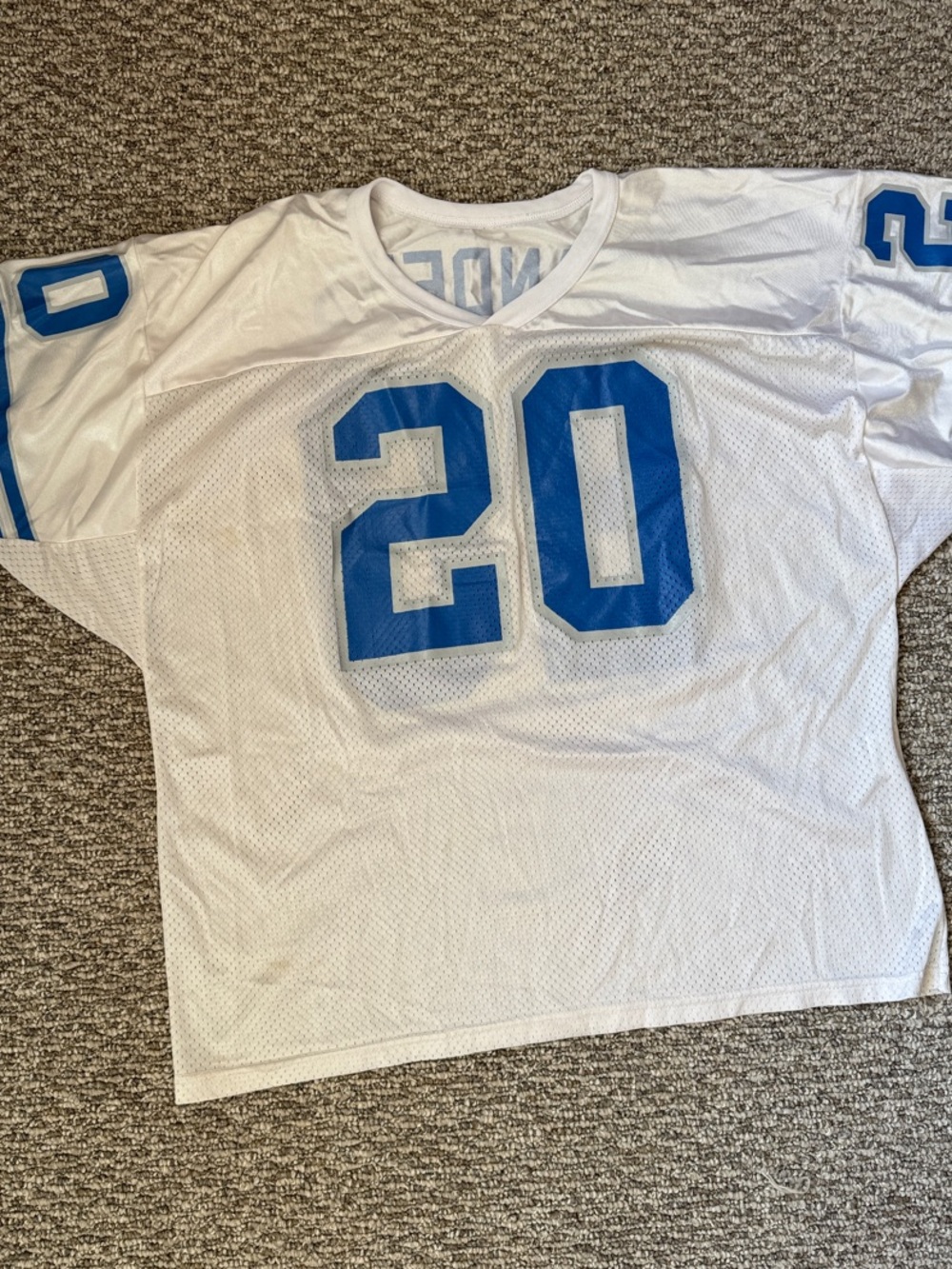 Wilson White Mesh Football Jersey with Blue Number 20